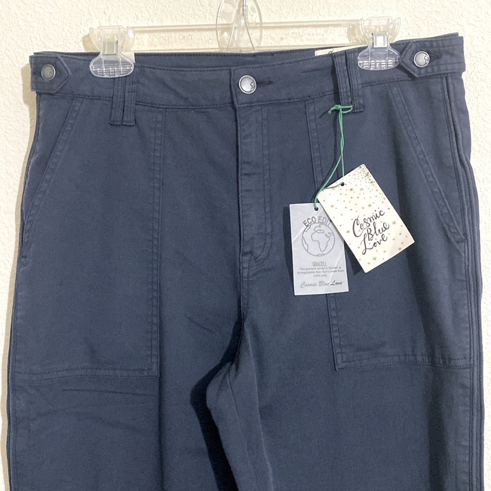 COSMIC BLUE LOVE Women's Stitch Fix Flap Pockets Cropped Chino Pants Size 31